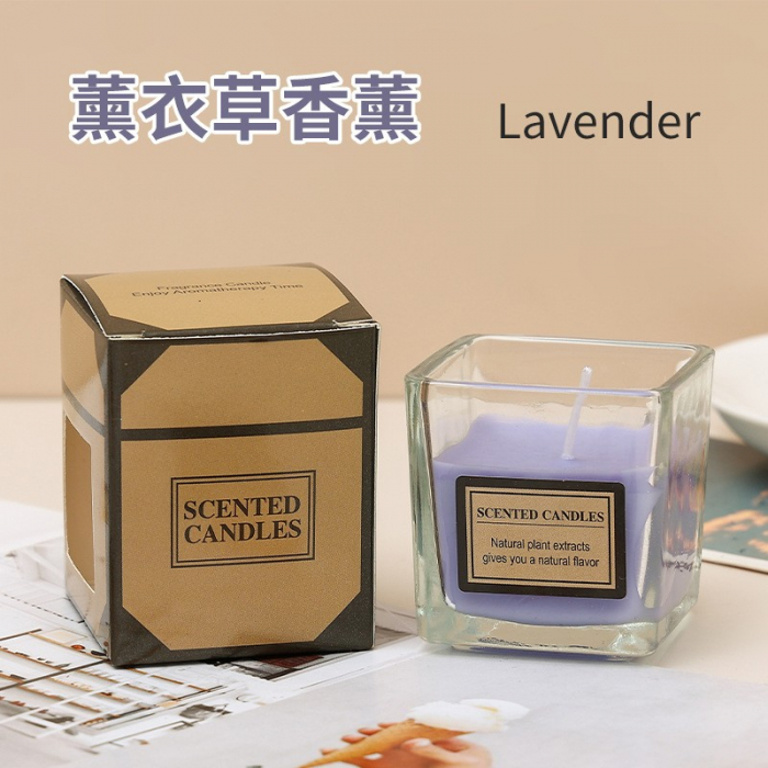Lumanare Parfumata, Flippy, Model Pahar Transparent, cu Ulei Esential, Aroma de Lavanda, Mov [1]