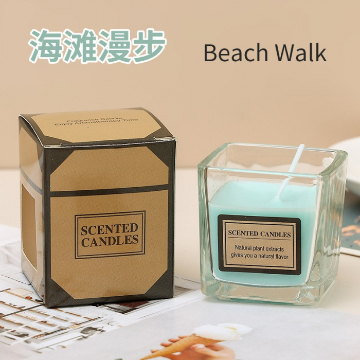 Lumanare Parfumata, Flippy, Model Pahar Transparent, cu Ulei Esential, Aroma de Plaja, Albastru [1]