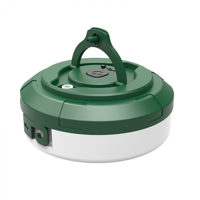 Lumină de camping LED încărcare USB, Flippy, șir colorat, pentru aer liber, cort, Distanta 10 metri, 1800mAH, 10.5x4.3 cm, Alb Verde [1]