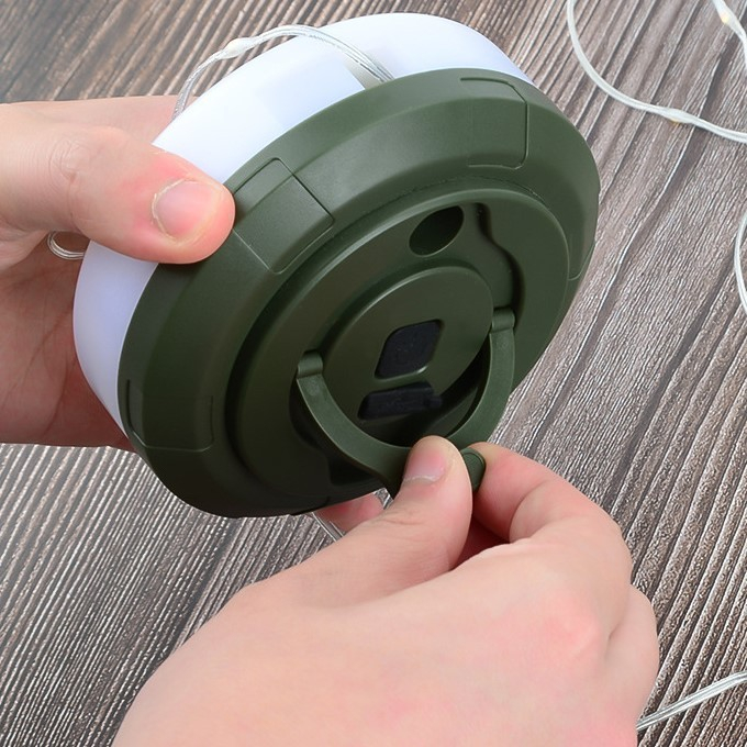 Lumină de camping LED încărcare USB, Flippy, șir colorat, pentru aer liber, cort, Distanta 10 metri, 1800mAH, 10.5x4.3 cm, Alb Verde [9]
