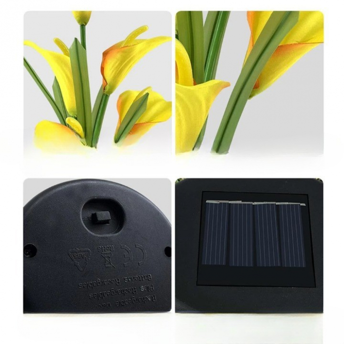 Lumina solara LED tip Crin cu 5 flori, inaltime 75 cm, pentru gradina, Flippy [4]