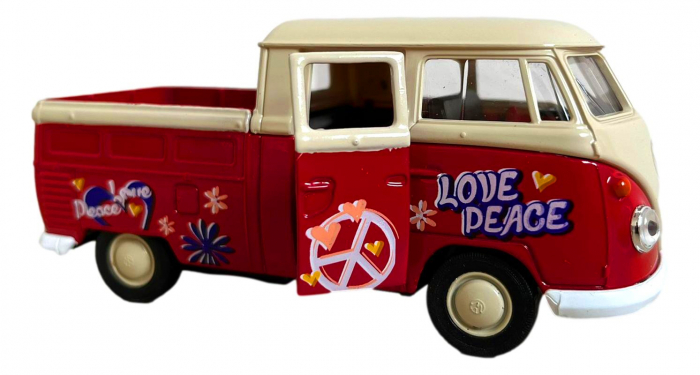 Macheta auto Welly Volkswagen T1 Pick Up, Scara 1:34, Rosu [3]
