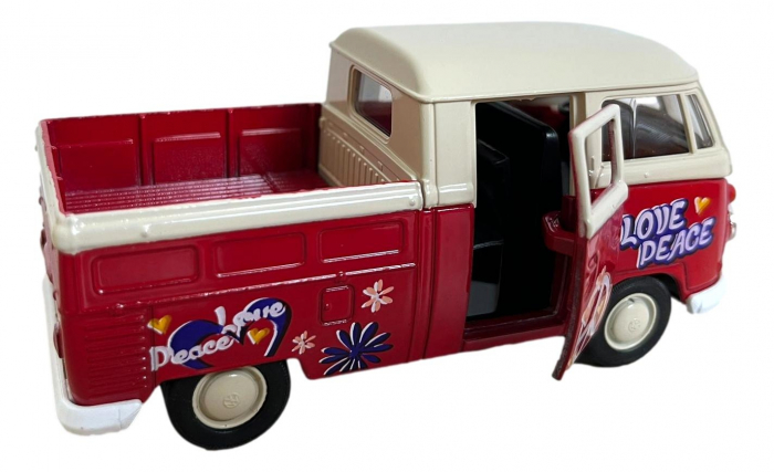 Macheta auto Welly Volkswagen T1 Pick Up, Scara 1:34, Rosu [4]