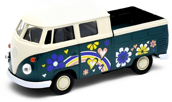 Macheta auto Welly Volkswagen T1 Pick Up, Scara 1:34, Verde [1]