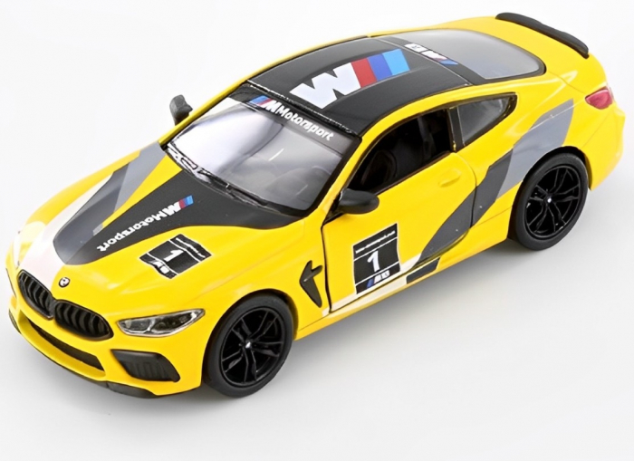 Macheta metalica Bmw M8 Competition Coupe, Livery Edition, Kinsmart, Scara 1:38, Galben [2]