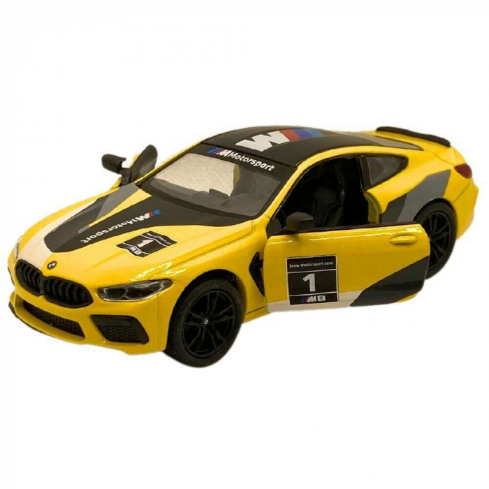 Macheta metalica Bmw M8 Competition Coupe, Livery Edition, Kinsmart, Scara 1:38, Galben [4]