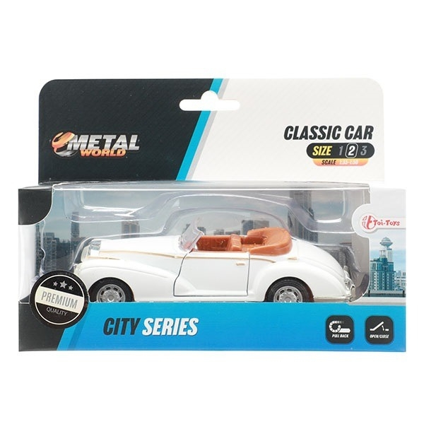 Macheta metalica clasica pull back, 12 cm, Alb, Toi-Toys [1]