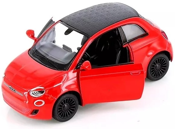 Macheta metalica Fiat 500e, Kinsmart, Scara 1:28, Rosu [4]