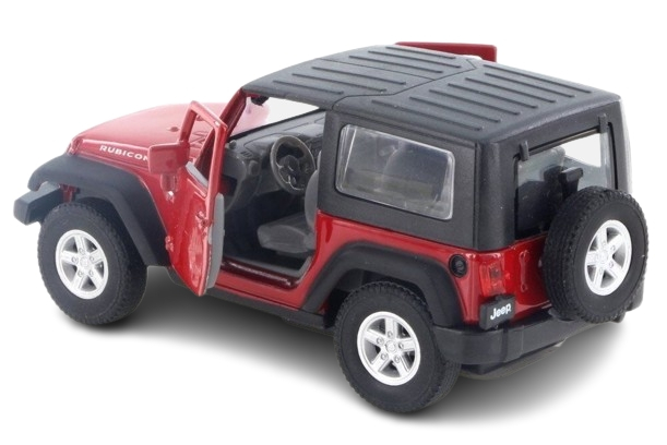 Macheta metalica Jeep Wrangler Rubicon, scara 1:34 Welly, Rosu - Soft Top, 12 cm [3]