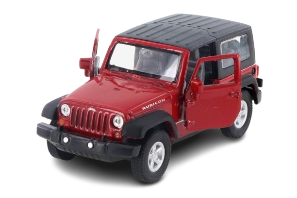 Macheta metalica Jeep Wrangler Rubicon, scara 1:34 Welly, Rosu - Soft Top, 12 cm [2]