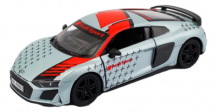 Macheta metalica Kinsmart, 2020 Audi R8 Coupe Livery Edition, Argintiu, 12 cm [1]