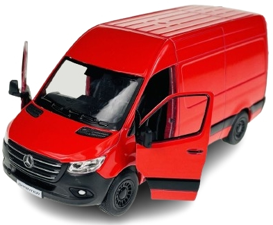Macheta metalica Kinsmart Mercedes-Benz Sprinter, Rosu, scara 1:36 [2]