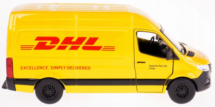 Macheta metalica Mercedes-Benz Sprinter DHL Edition, Kinsmart, Scara 1:48, Galben [3]