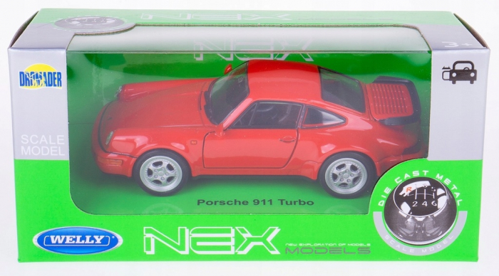 Macheta metalica Welly 1:34 Porsche 911 Turbo, Rosu, 12 cm [3]