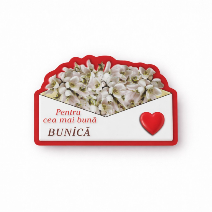 Magneti Decorativi Martisor, Set 24 Piese, Jolie, Tema Mesaj Pentru Cea Mai Buna Bunica, Carton Laminat cu Magnet Flexibil, 8x6 cm, Multicolor [1]