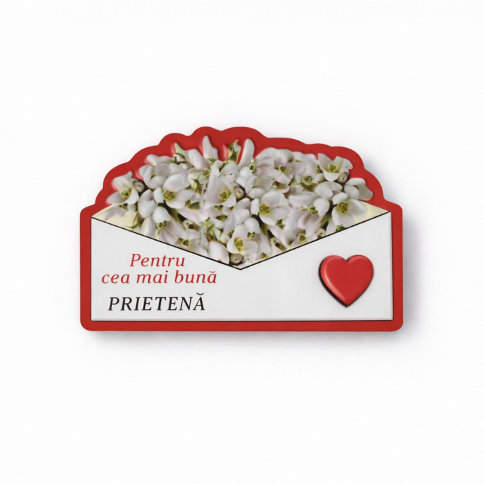 Magneti Decorativi Martisor, Set 24 Piese, Jolie, Tema Mesaj Pentru Cea Mai Buna Prietena, Carton Laminat cu Magnet Flexibil, 8x6 cm, Multicolor [1]