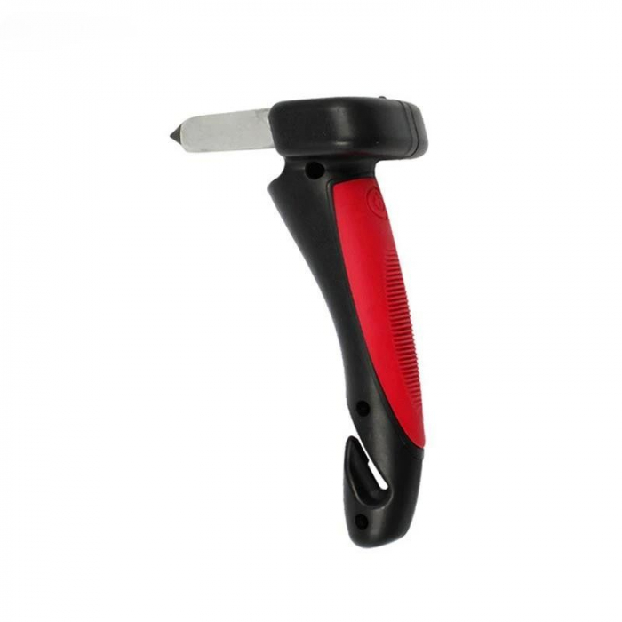Maner Auto 4 in 1, Flippy, Kit de Siguranta, Maner, LED, Cutter, Ciocan, din ABS si Aluminiu, 18 x 7 cm, Rosu/Negru [1]