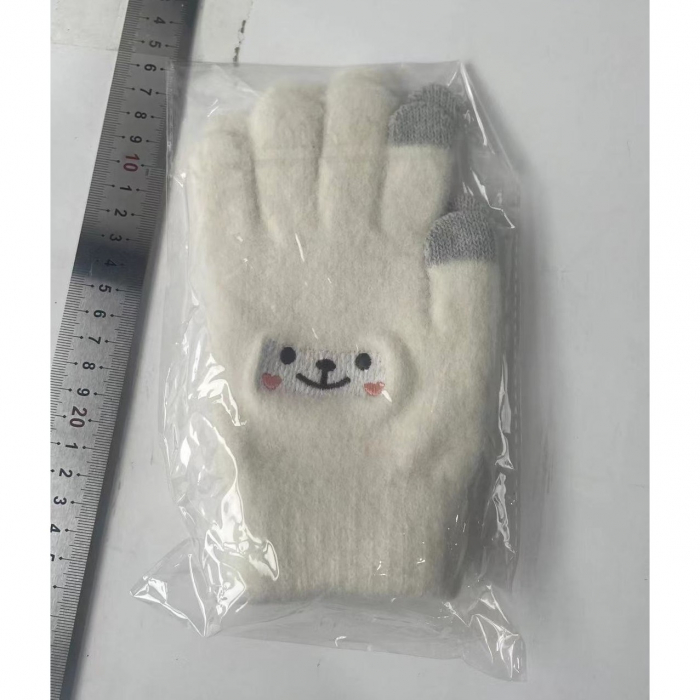 Manusi Dama, Flippy, Model Fata Zambitoare, Functie Touchscreen (ecran tactil), Material Lana Brodata, Manseta Elastica, Interior Pufos, Marime Universala, Alb [8]