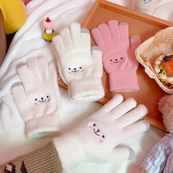 Manusi Dama, Flippy, Model Fata Zambitoare, Functie Touchscreen (ecran tactil), Material Lana Brodata, Manseta Elastica, Interior Pufos, Marime Universala, Alb [7]