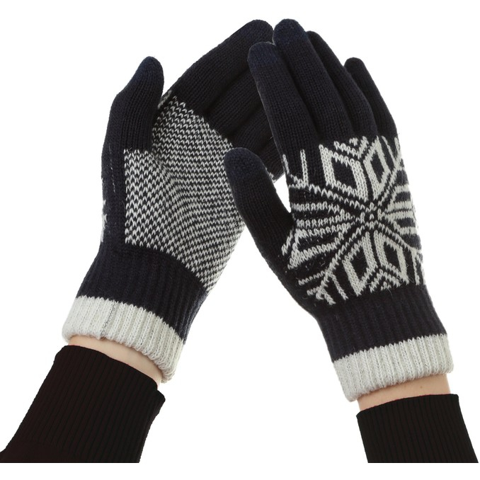 Manusi de Barbat, Flippy, Model Fulg, Functie Touchscreen (ecran tactil), Material Acril Tricotat, Manseta Elastica, Interior Catifelat, Marime Universala, Albastru Marin [7]