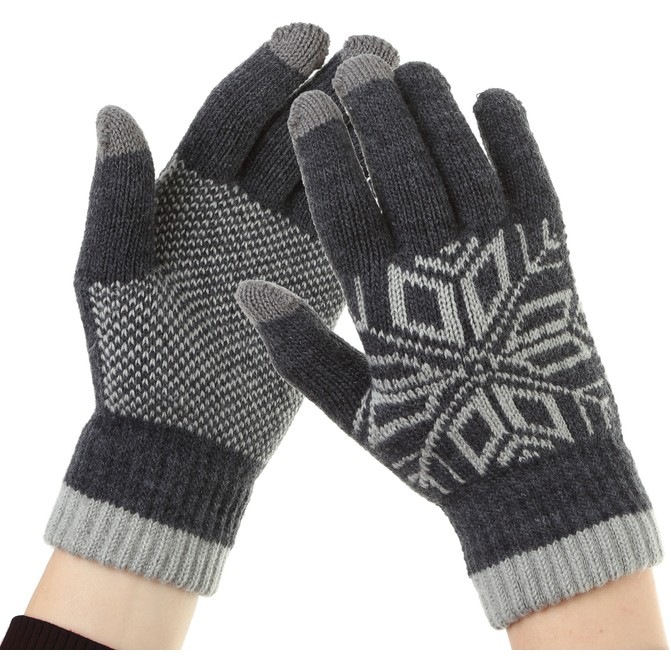 Manusi de Barbat, Flippy, Model Fulg, Functie Touchscreen (ecran tactil), Material Acril Tricotat, Manseta Elastica, Interior Catifelat, Marime Universala, Gri [5]