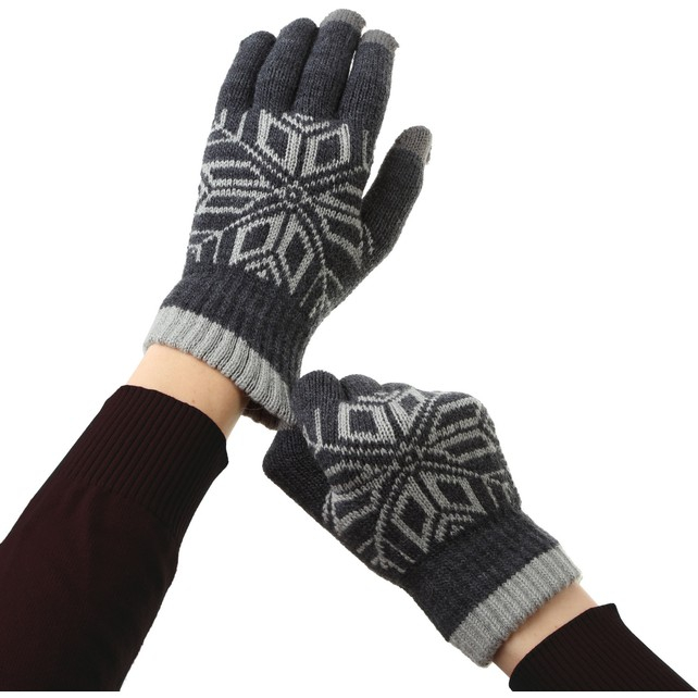 Manusi de Barbat, Flippy, Model Fulg, Functie Touchscreen (ecran tactil), Material Acril Tricotat, Manseta Elastica, Interior Catifelat, Marime Universala, Gri [2]