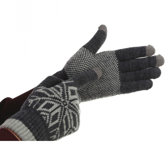Manusi de Barbat, Flippy, Model Fulg, Functie Touchscreen (ecran tactil), Material Acril Tricotat, Manseta Elastica, Interior Catifelat, Marime Universala, Gri [4]