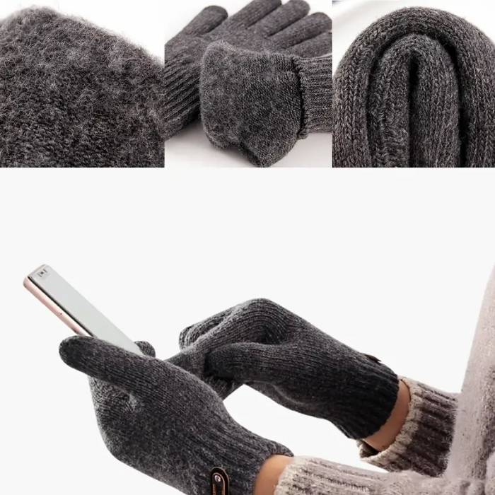 Manusi de Barbat, Flippy, Model Tricotat, Functie Touchscreen (ecran tactil), Material Acril, Manseta Elastica, Interior Catifelat, Marime Universala, Gri [6]