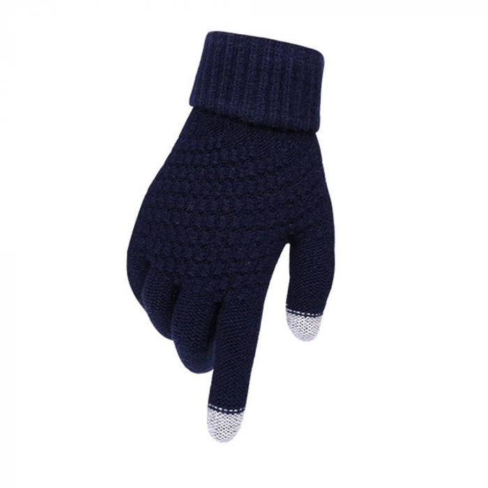 Manusi de Dama, Flippy, Functie Touchscreen (ecran tactil), Material Acril Tricotat, Manseta Elastica, Interior Catifelat, Marime Universala, Albastru Marin [5]