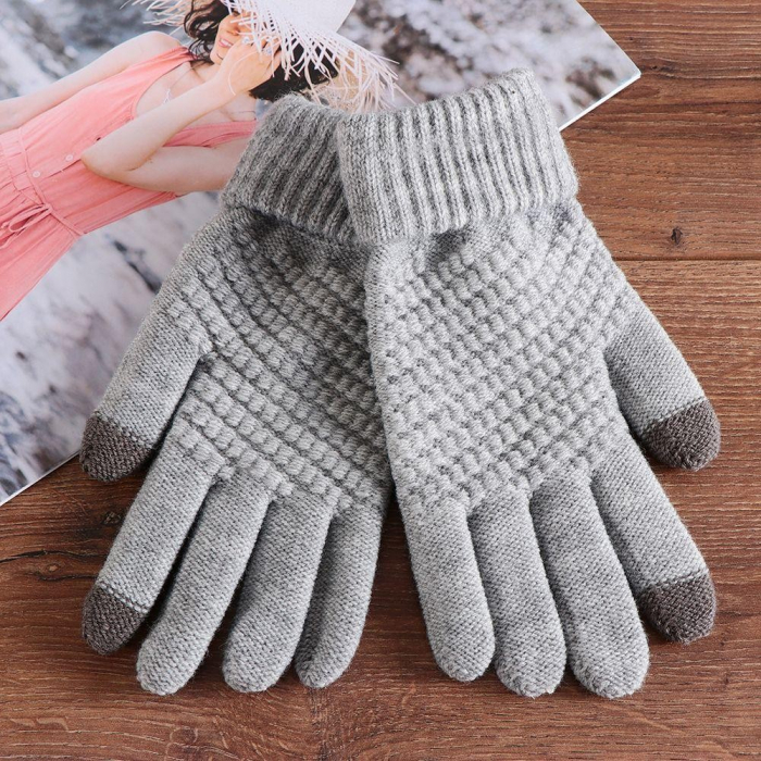 Manusi de Dama, Flippy, Functie Touchscreen (ecran tactil), Material Acril Tricotat, Manseta Elastica, Interior Catifelat, Marime Universala, Gri [7]