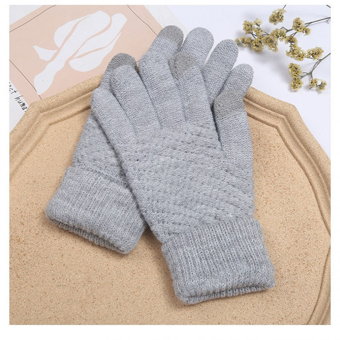 Manusi de Dama, Flippy, Functie Touchscreen (ecran tactil), Material Acril Tricotat, Manseta Elastica, Interior Catifelat, Marime Universala, Gri [11]