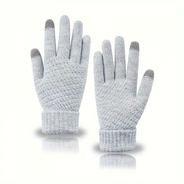 Manusi de Dama, Flippy, Functie Touchscreen (ecran tactil), Material Acril Tricotat, Manseta Elastica, Interior Catifelat, Marime Universala, Gri [3]