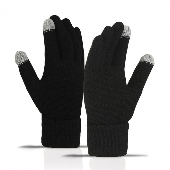 Manusi de Dama, Flippy, Functie Touchscreen (ecran tactil), Material Acril Tricotat, Manseta Elastica, Interior Catifelat, Marime Universala, Negru [9]