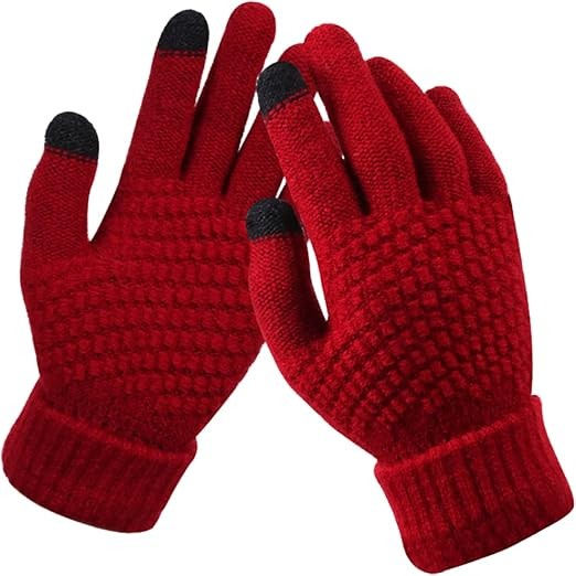 Manusi de Dama, Flippy, Functie Touchscreen (ecran tactil), Material Acril Tricotat, Manseta Elastica, Interior Catifelat, Marime Universala, Rosu [4]