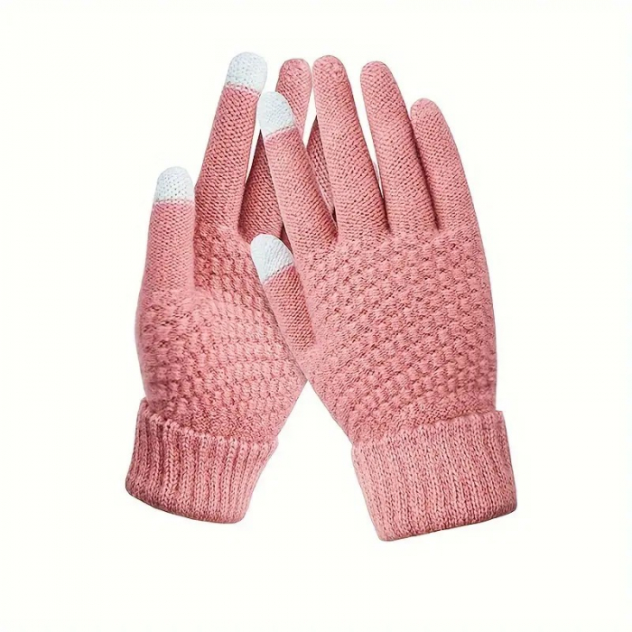 Manusi de Dama, Flippy, Functie Touchscreen (ecran tactil), Material Acril Tricotat, Manseta Elastica, Interior Catifelat, Marime Universala, Roz [1]