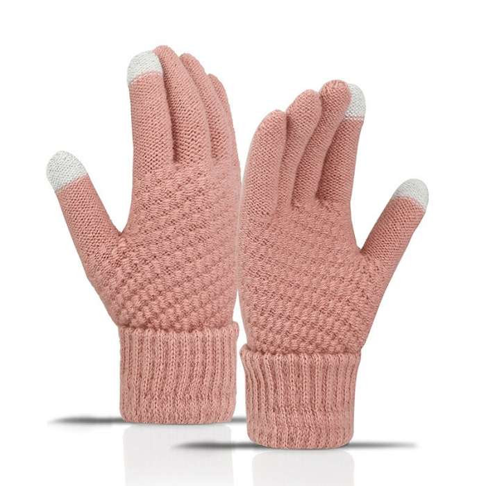 Manusi de Dama, Flippy, Functie Touchscreen (ecran tactil), Material Acril Tricotat, Manseta Elastica, Interior Catifelat, Marime Universala, Roz [6]