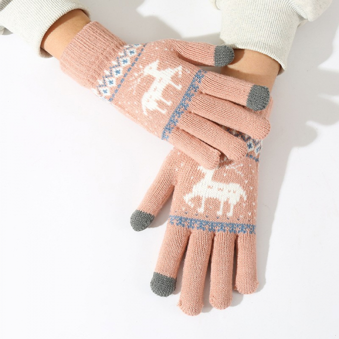 Manusi de Dama, Flippy, Model Ren, Functie Touchscreen (ecran tactil), Material Acril Tricotat, Manseta Elastica, Interior Catifelat, Marime Universala, Roz [6]