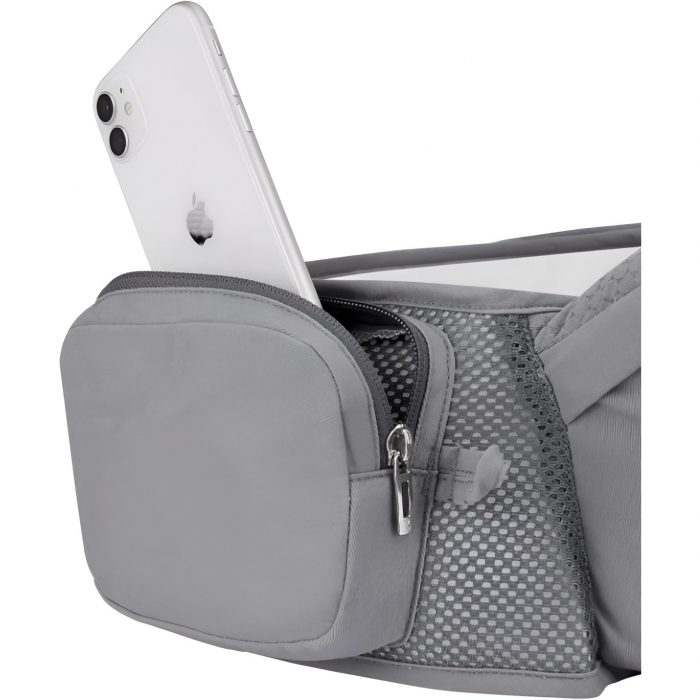 Marsupiu Ergonomic 3in1, Flippy, pentru Bebelusi si Copii, 0-36 Luni, Bretele Reglabile pentru Umar si Sold, Inchidere Catarama, 125x25x14 cm, Gri [3]