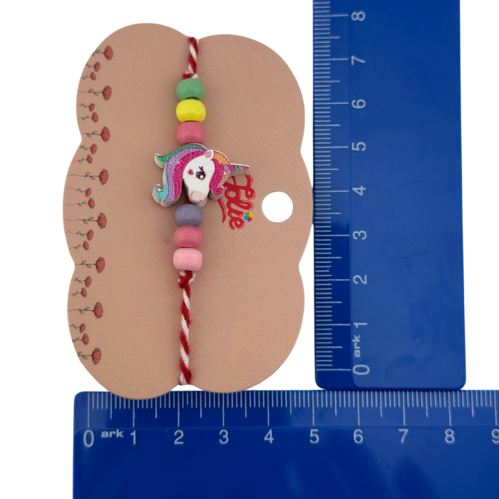 Martisor Bratara Multicolora pentru Copii, Jolie, din Lemn si Textil, Model Cap de Unicorn [4]