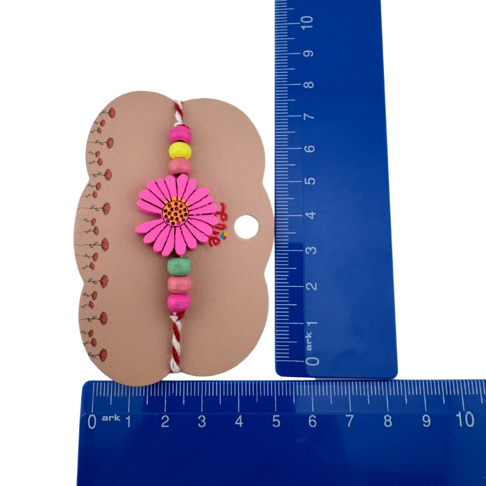 Martisor Bratara Multicolora pentru Copii, Jolie, din Lemn si Textil, Model Floare [4]