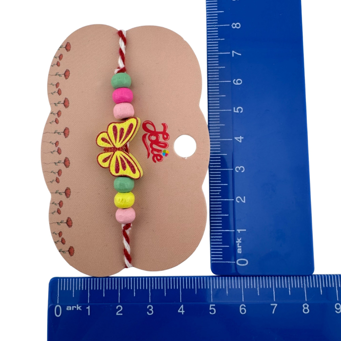Martisor Bratara Multicolora pentru Copii, Jolie, din Lemn si Textil, Model Fluturas [4]
