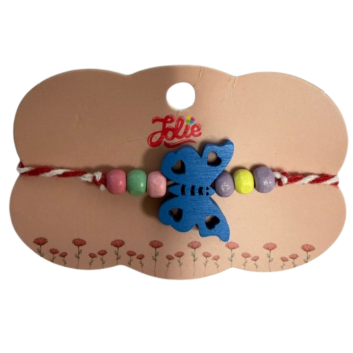 Martisor Bratara Multicolora pentru Copii, Jolie, din Lemn si Textil, Model Fluture [3]