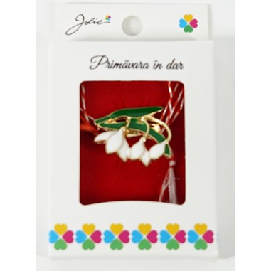 Martisor Brosa Mica in Cutie, Dimensiune Brosa 2.5-3 cm, Material Metal, Model 3 Ghiocei [1]