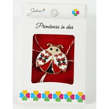 Martisor Brosa Mica in Cutie, Dimensiune Brosa 2.5-3 cm, Material Metal, Model Buburuza Traditionala [1]