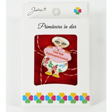 Martisor Brosa Mica in Cutie, Dimensiune Brosa 2.5-3 cm, Material Metal, Model Cea Mai inteleapta Bunica [1]