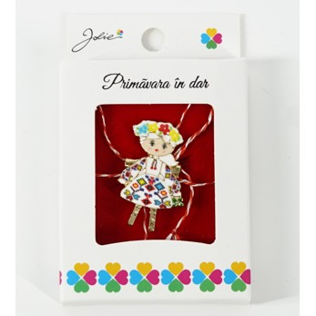 Martisor Brosa Mica in Cutie, Dimensiune Brosa 2.5-3 cm, Material Metal, Model Fetita Tradtionala [1]