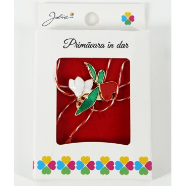 Martisor Brosa Mica in Cutie, Dimensiune Brosa 2.5-3 cm, Material Metal, Model Ghiocel [1]