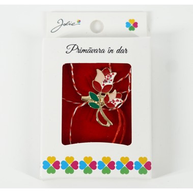 Martisor Brosa Mica in Cutie, Dimensiune Brosa 2.5-3 cm, Material Metal, Model Lalele Traditionale [1]