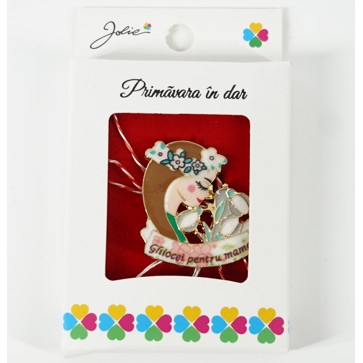 Martisor Brosa Mica in Cutie, Dimensiune Brosa 2.5-3 cm, Material Metal, Model &quot;Ghiocei pentru mama&quot; [1]