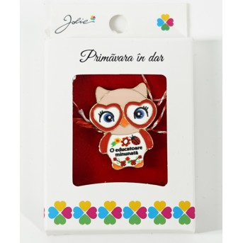 Martisor Brosa Mica in Cutie, Dimensiune Brosa 2.5-3 cm, Material Metal, Model &quot;O educatoare minunata&quot; [1]